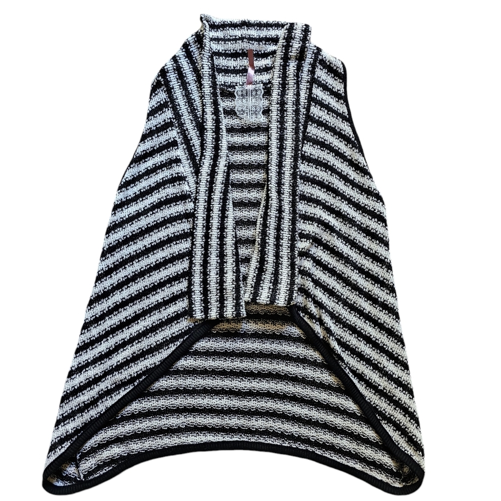 Mauve Antropologie striped knitted black and‎ white sleeveless cardigan size S